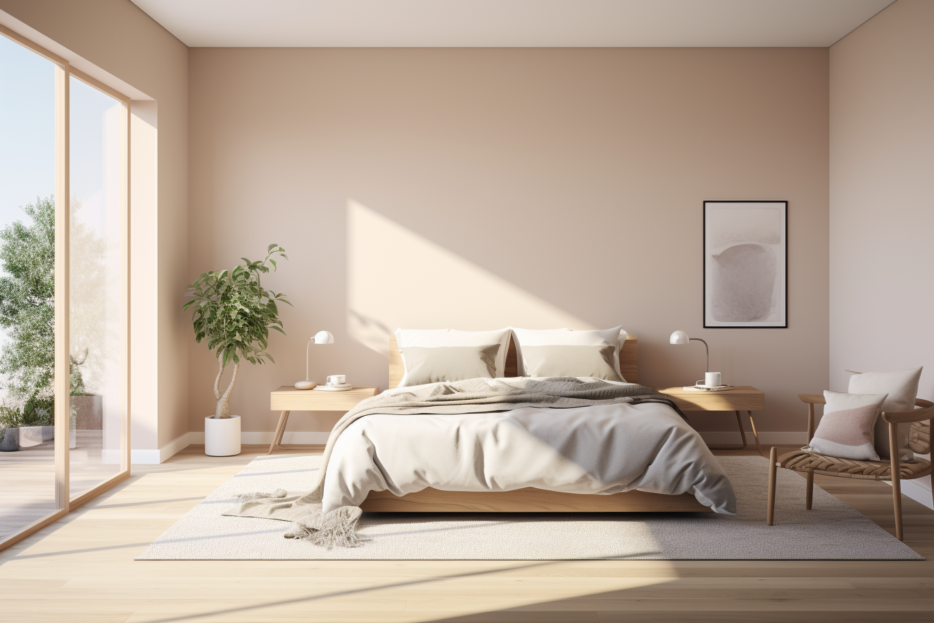 Dormitorio moderno pintado con látex beige